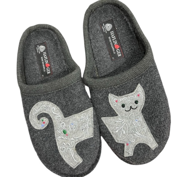 Haflinger Lizzy Wool Felt Cat Slippers Gray Size 40 EU (US 9) New - Picture 1 of 7